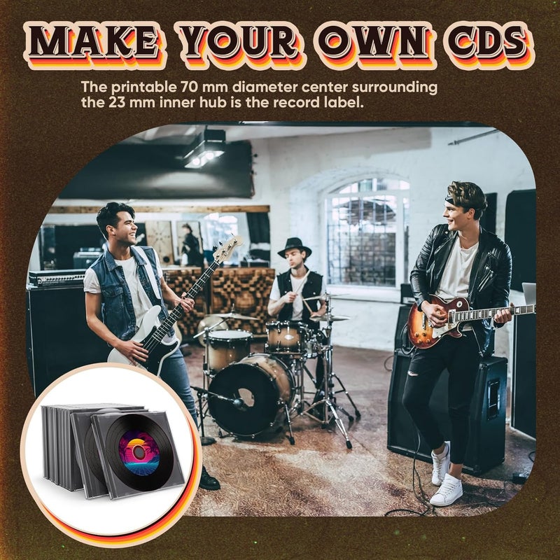 Singhoow 50 قطعة أقراص CD-R فارغة 700 ميجابايت 80 دقيقة 52x أقراص قابلة للتسجيل مع مركز قابل للطباعة بالحبر الأبيض وسطح تسجيل أسود للموسيقى والبيانات - Image 4